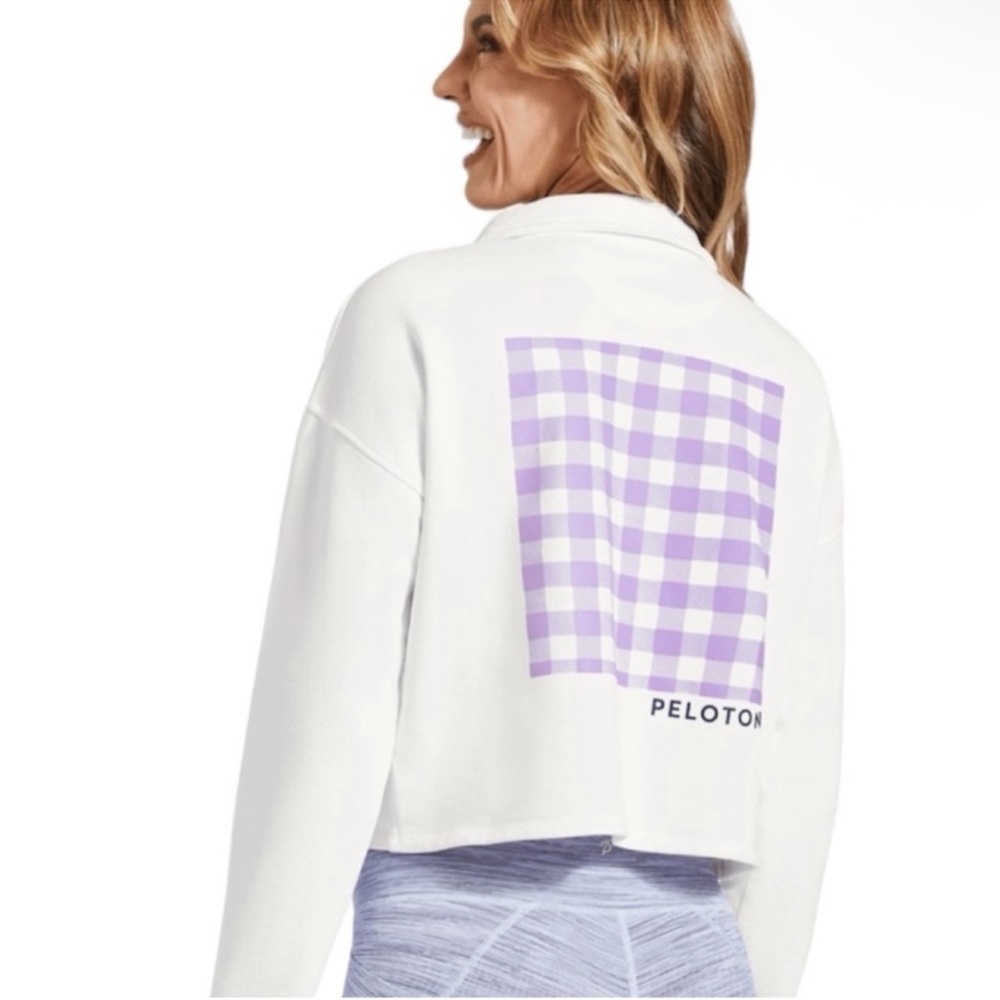 Peloton White Polo Pullover Sweatshirt